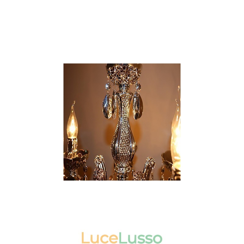 Lampadario moderno in stile cristallo acrilico argento con 5 luci