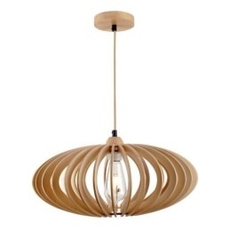 Lampada da soffitto in legno di tiglio con paralume ovale in legno da 17 cm