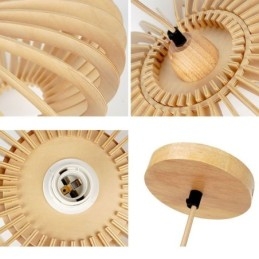 Lampada da soffitto in legno di tiglio con paralume ovale in legno da 17 cm