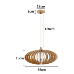 Lampada da soffitto in legno di tiglio con paralume ovale in legno da 17 cm