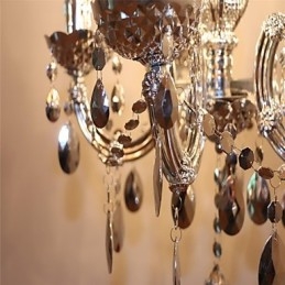 Lampadario moderno in stile cristallo acrilico argento con 5 luci
