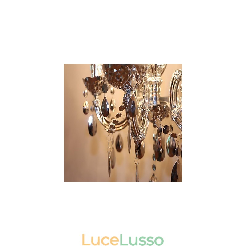 Lampadario moderno in stile cristallo acrilico argento con 5 luci