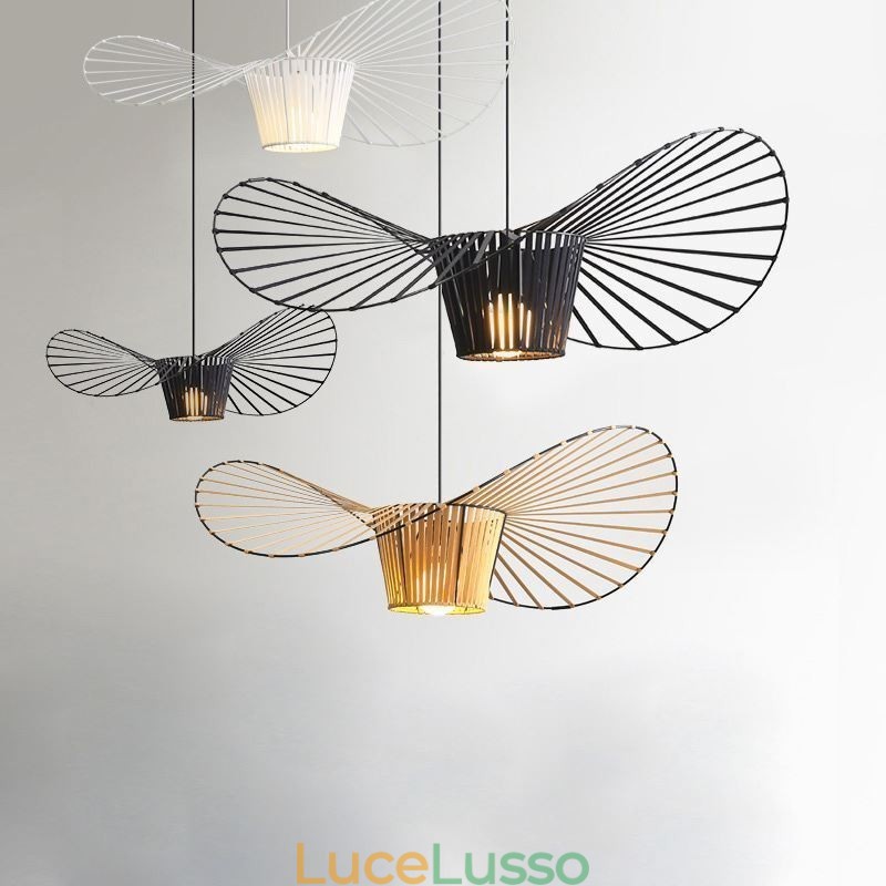Lampada a sospensione moderna semplice in ferro battuto a forma di cappello
