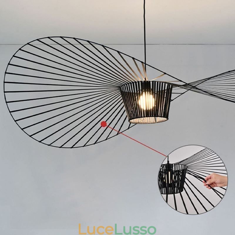 Lampada a sospensione moderna semplice in ferro battuto a forma di cappello