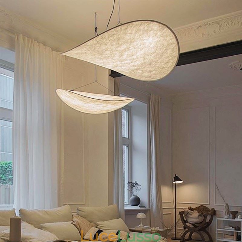 Lampada da soffitto Decorazione in seta Lampada a sospensione Bianco caldo