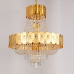 Lampada a sospensione in cristallo dorato Elegante lampada da soffitto decorativa