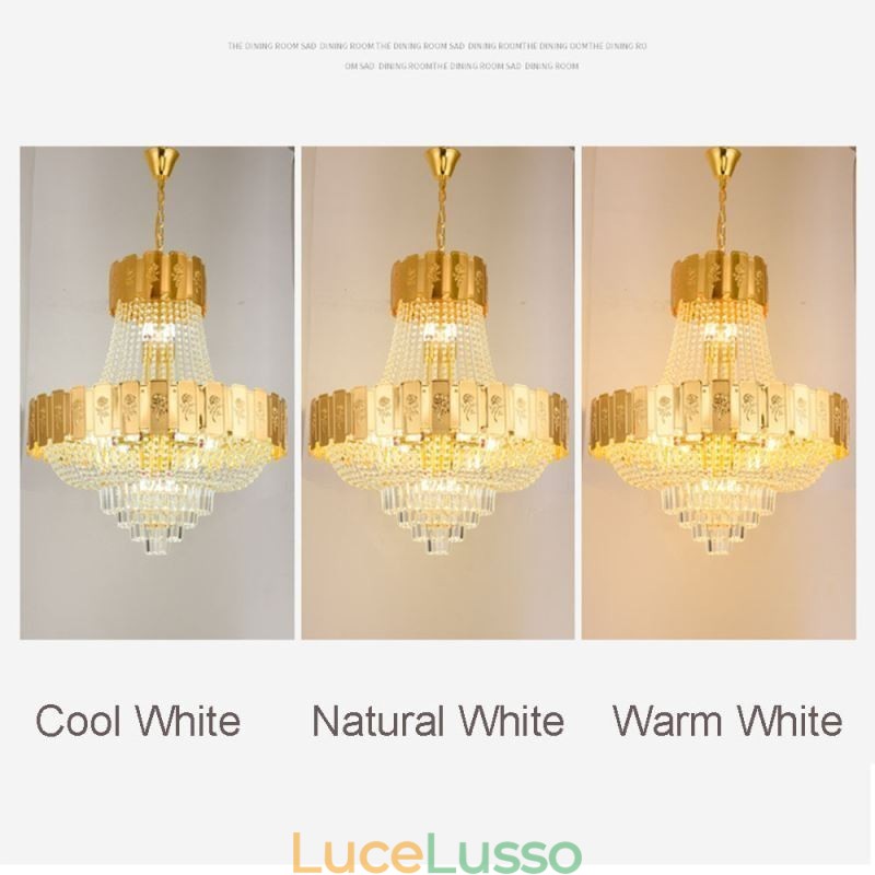 Lampada a sospensione in cristallo dorato Elegante lampada da soffitto decorativa