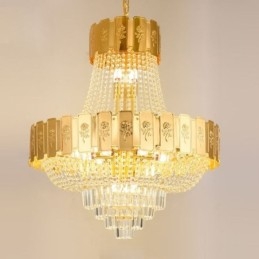 Lampada a sospensione in cristallo dorato Elegante lampada da soffitto decorativa