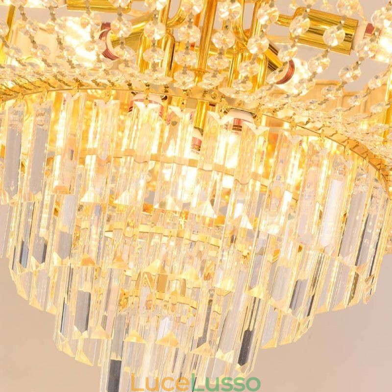 Lampada a sospensione in cristallo dorato Elegante lampada da soffitto decorativa