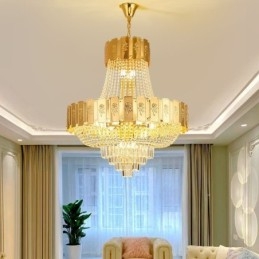 Lampada a sospensione in cristallo dorato Elegante lampada da soffitto decorativa
