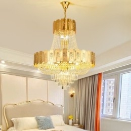Lampada a sospensione in cristallo dorato Elegante lampada da soffitto decorativa