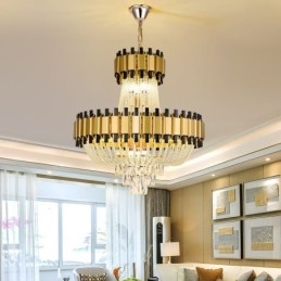 Lampada a sospensione in cristallo, lampada da soffitto decorativa di lusso in oro