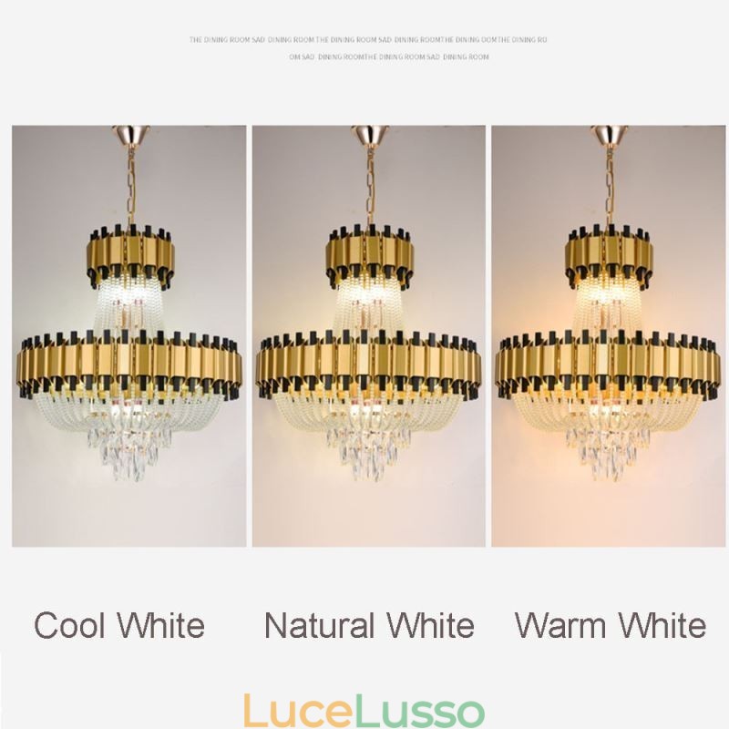 Lampada a sospensione in cristallo, lampada da soffitto decorativa di lusso in oro