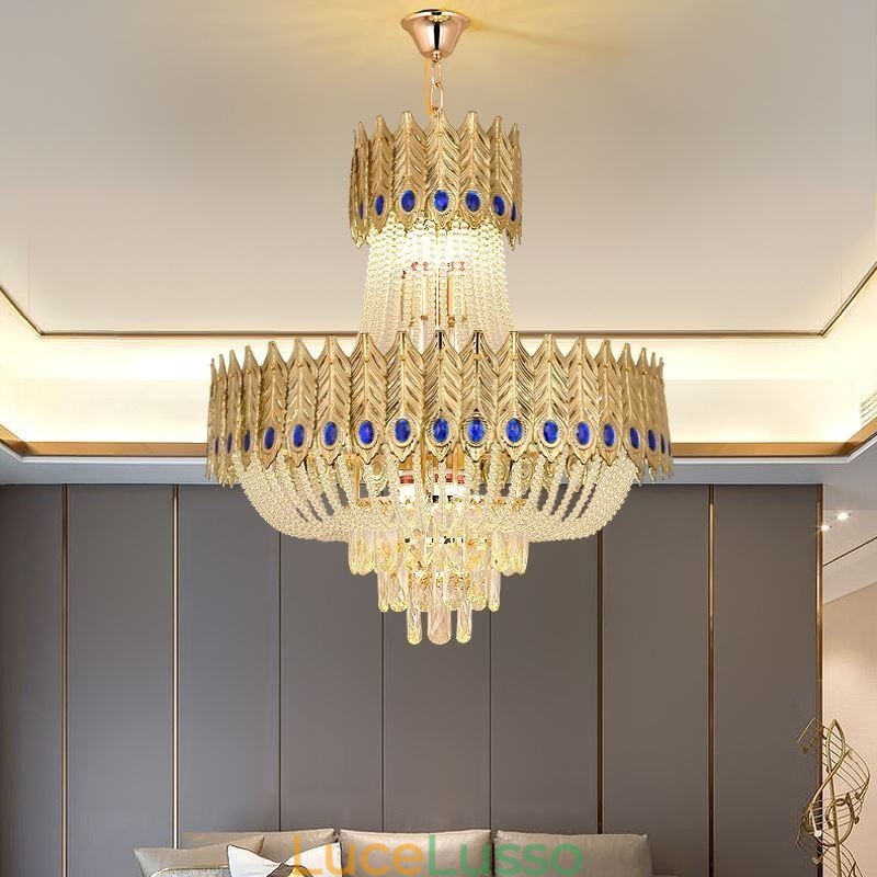 Lampada a sospensione in cristallo Lampada da soffitto decorativa di lusso 60 cm