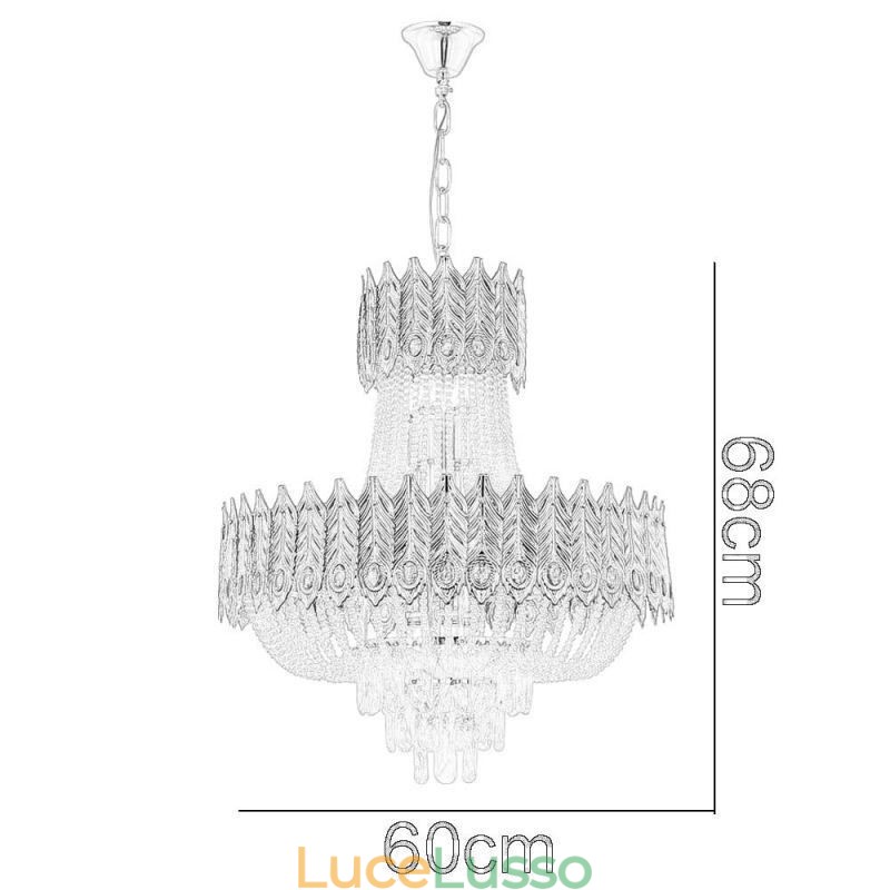 Lampada a sospensione in cristallo Lampada da soffitto decorativa di lusso 60 cm
