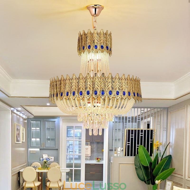 Lampada a sospensione in cristallo Lampada da soffitto decorativa di lusso 60 cm