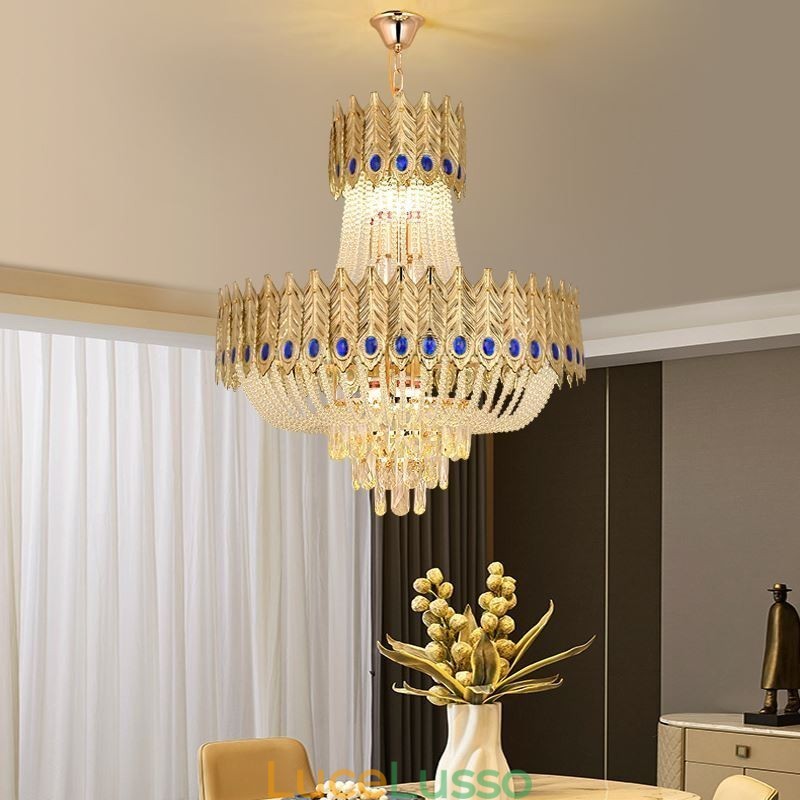Lampada a sospensione in cristallo Lampada da soffitto decorativa di lusso 60 cm