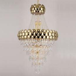 Lampada a sospensione in cristallo placcato oro duplex di lusso decorativo lampada da soffitto 80 cm