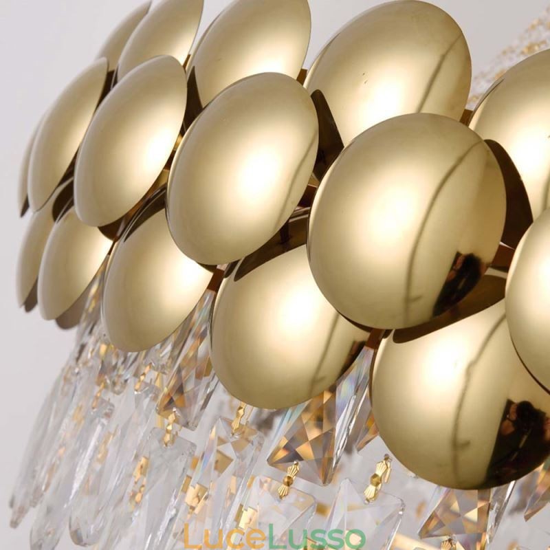 Lampada a sospensione in cristallo placcato oro duplex di lusso decorativo lampada da soffitto 80 cm