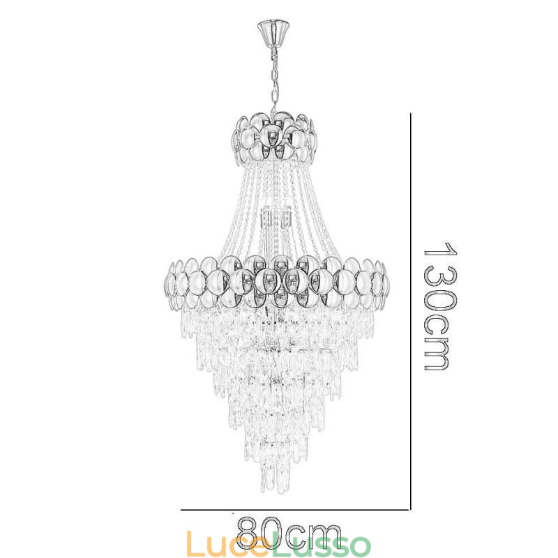 Lampada a sospensione in cristallo placcato oro duplex di lusso decorativo lampada da soffitto 80 cm