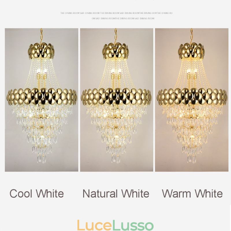 Lampada a sospensione in cristallo placcato oro duplex di lusso decorativo lampada da soffitto 80 cm