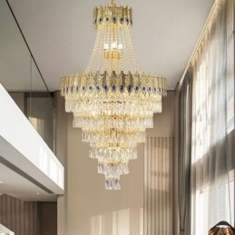 Lampada a sospensione in cristallo, sofisticata lampada a sospensione decorativa di lusso da 80 cm