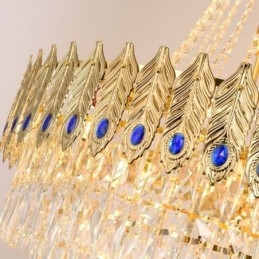 Lampada a sospensione in cristallo, sofisticata lampada a sospensione decorativa di lusso da 80 cm