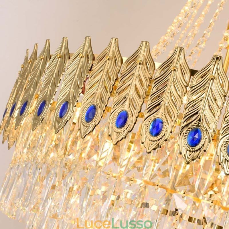 Lampada a sospensione in cristallo, sofisticata lampada a sospensione decorativa di lusso da 80 cm