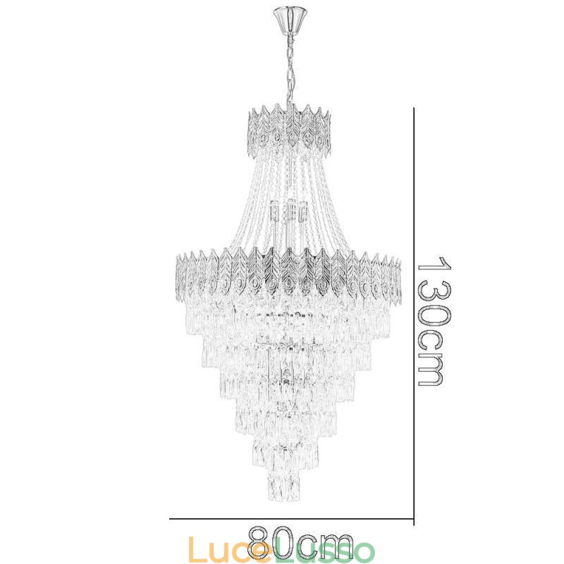 Lampada a sospensione in cristallo, sofisticata lampada a sospensione decorativa di lusso da 80 cm