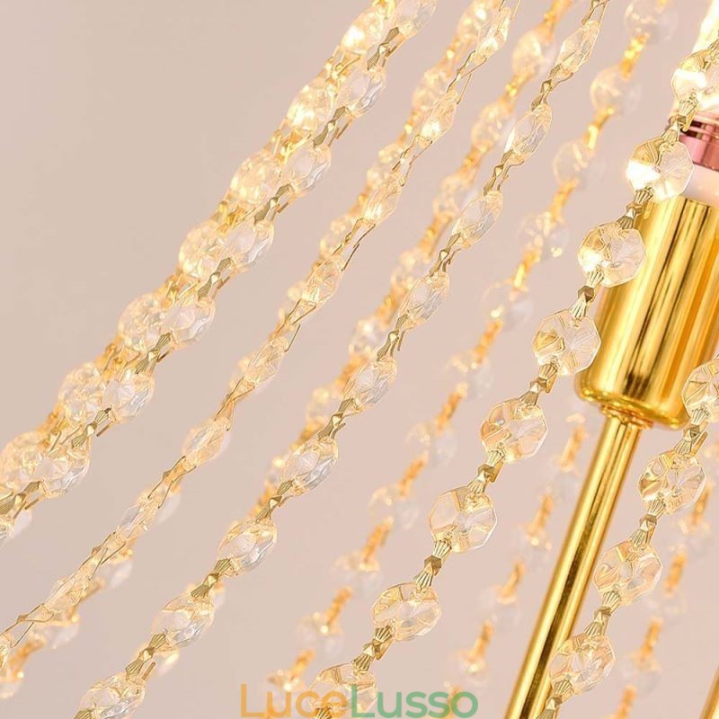 Lampada a sospensione in cristallo, sofisticata lampada a sospensione decorativa di lusso da 80 cm