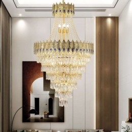 Lampada a sospensione in cristallo, sofisticata lampada a sospensione decorativa di lusso da 80 cm