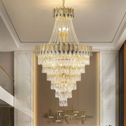 Lampada a sospensione in cristallo, sofisticata lampada a sospensione decorativa di lusso da 80 cm