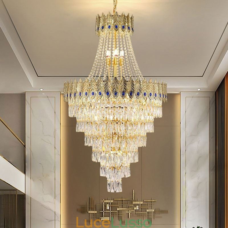 Lampada a sospensione in cristallo, sofisticata lampada a sospensione decorativa di lusso da 80 cm