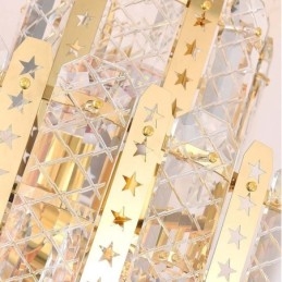 Lampada a sospensione in cristallo, 4° piano, luce decorativa di lusso, con lamiera di ferro cava dorata