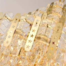 Lampada a sospensione in cristallo, 4° piano, luce decorativa di lusso, con lamiera di ferro cava dorata