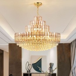Lampada a sospensione in cristallo a quattro strati, lampada da soffitto decorativa di lusso, 80 cm