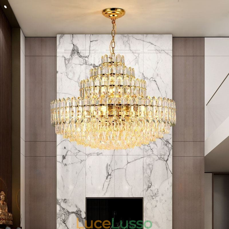 Lampada a sospensione in cristallo a quattro strati, lampada da soffitto decorativa di lusso, 80 cm