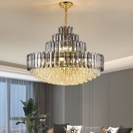 Lampada a sospensione in cristallo a quattro strati, lampada da soffitto decorativa di lusso, 80 cm