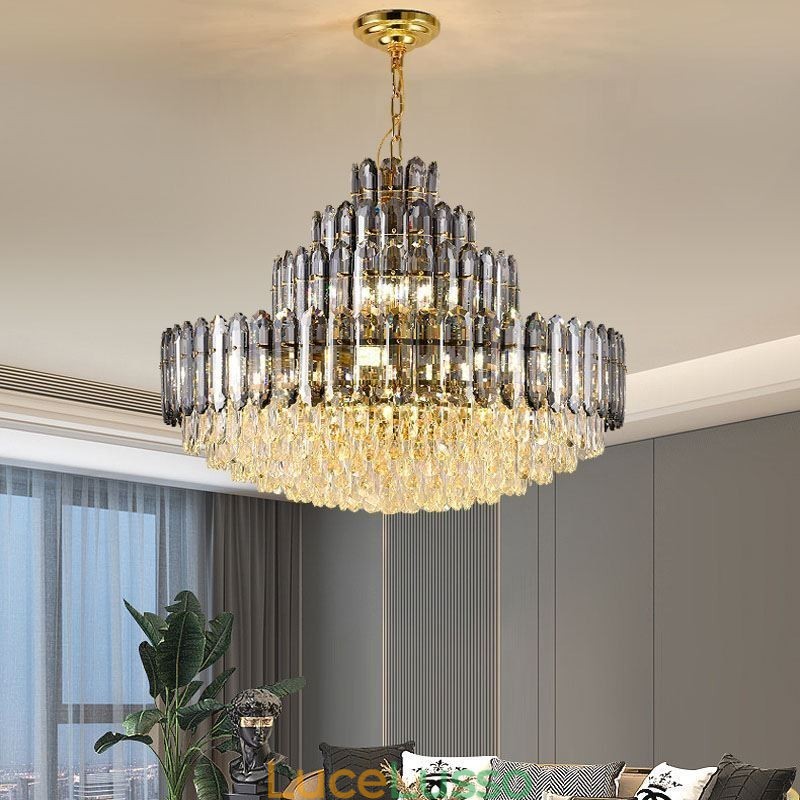 Lampada a sospensione in cristallo a quattro strati, lampada da soffitto decorativa di lusso, 80 cm