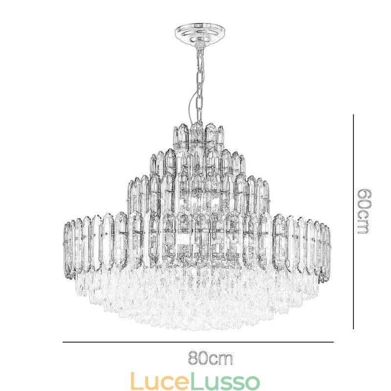 Lampada a sospensione in cristallo a quattro strati, lampada da soffitto decorativa di lusso, 80 cm