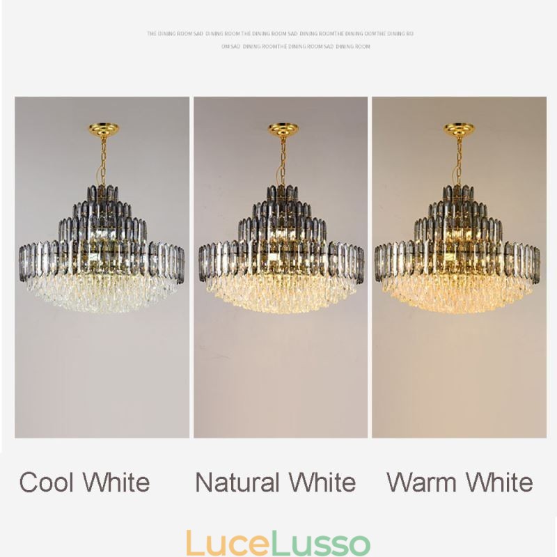 Lampada a sospensione in cristallo a quattro strati, lampada da soffitto decorativa di lusso, 80 cm