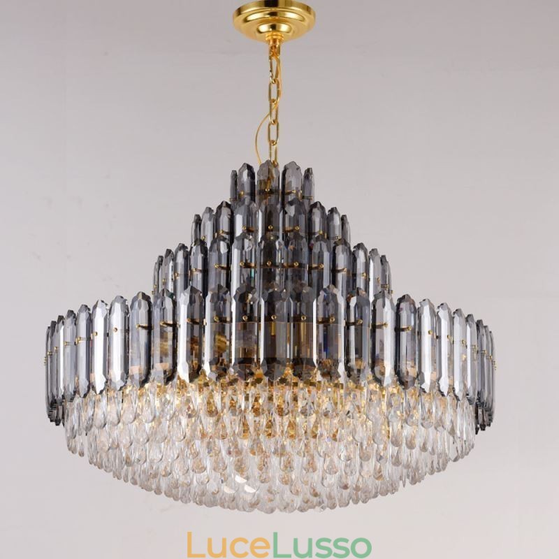 Lampada a sospensione in cristallo a quattro strati, lampada da soffitto decorativa di lusso, 80 cm
