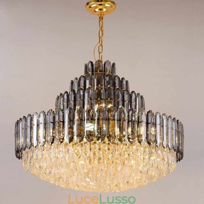 Lampada a sospensione in cristallo a quattro strati, lampada da soffitto decorativa di lusso, 80 cm