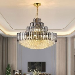 Lampada a sospensione in cristallo a quattro strati, lampada da soffitto decorativa di lusso, 80 cm
