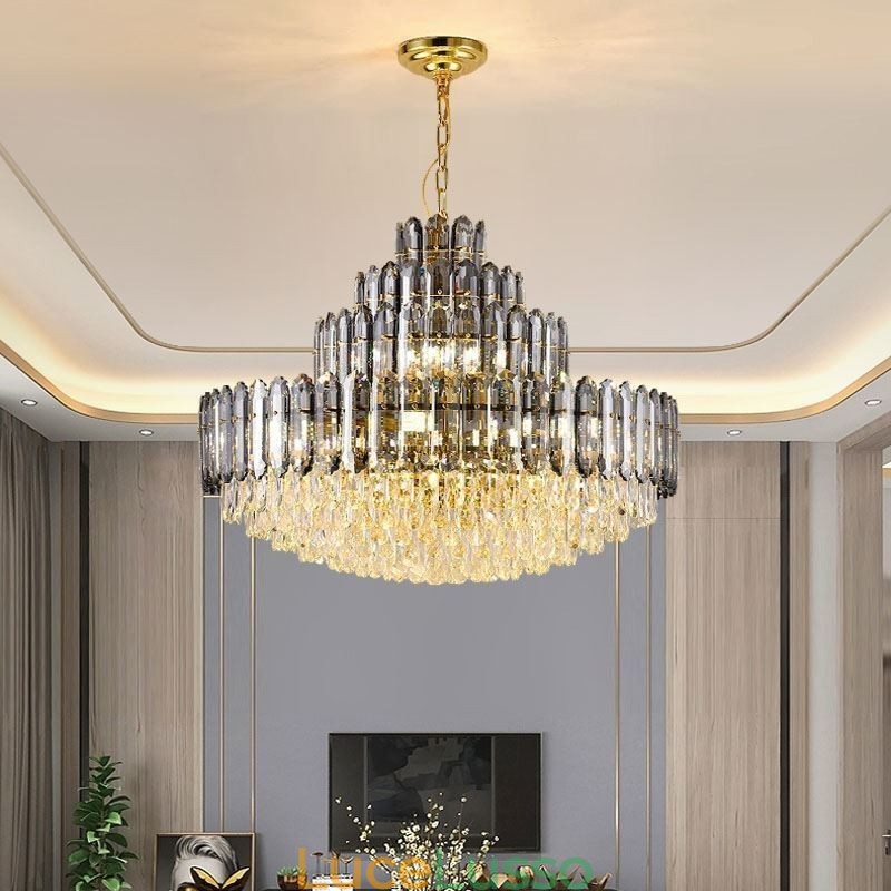 Lampada a sospensione in cristallo a quattro strati, lampada da soffitto decorativa di lusso, 80 cm
