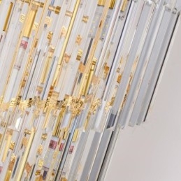 Lampada a sospensione in cristallo dorato, paralume a coda di fenice in oro elettroplaccato, lampada da soffitto