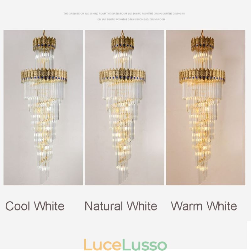 Lampada a sospensione in cristallo dorato, paralume a coda di fenice in oro elettroplaccato, lampada da soffitto