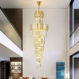 Lampada a sospensione in cristallo dorato, lussuosa lampada da soffitto decorativa 60*H180cm
