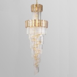 Lampada a sospensione in cristallo dorato, lussuosa lampada da soffitto decorativa 60*H180cm