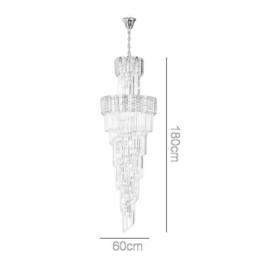 Lampada a sospensione in cristallo dorato, lussuosa lampada da soffitto decorativa 60*H180cm